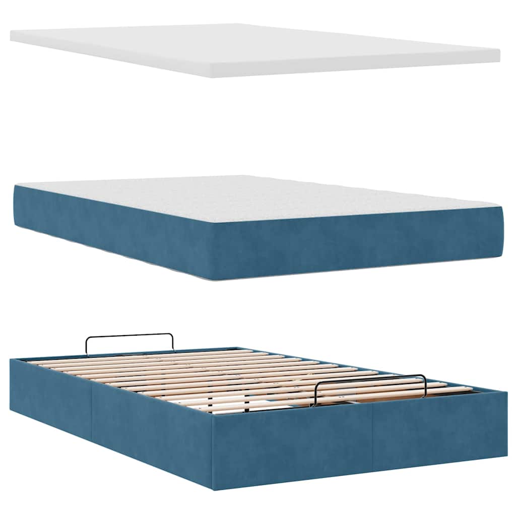 Ottoman bed met matras en LED's 120x200cm fluweel donkerblauw is nu te koop bij PeponiXL, paradijselijk wonen!
