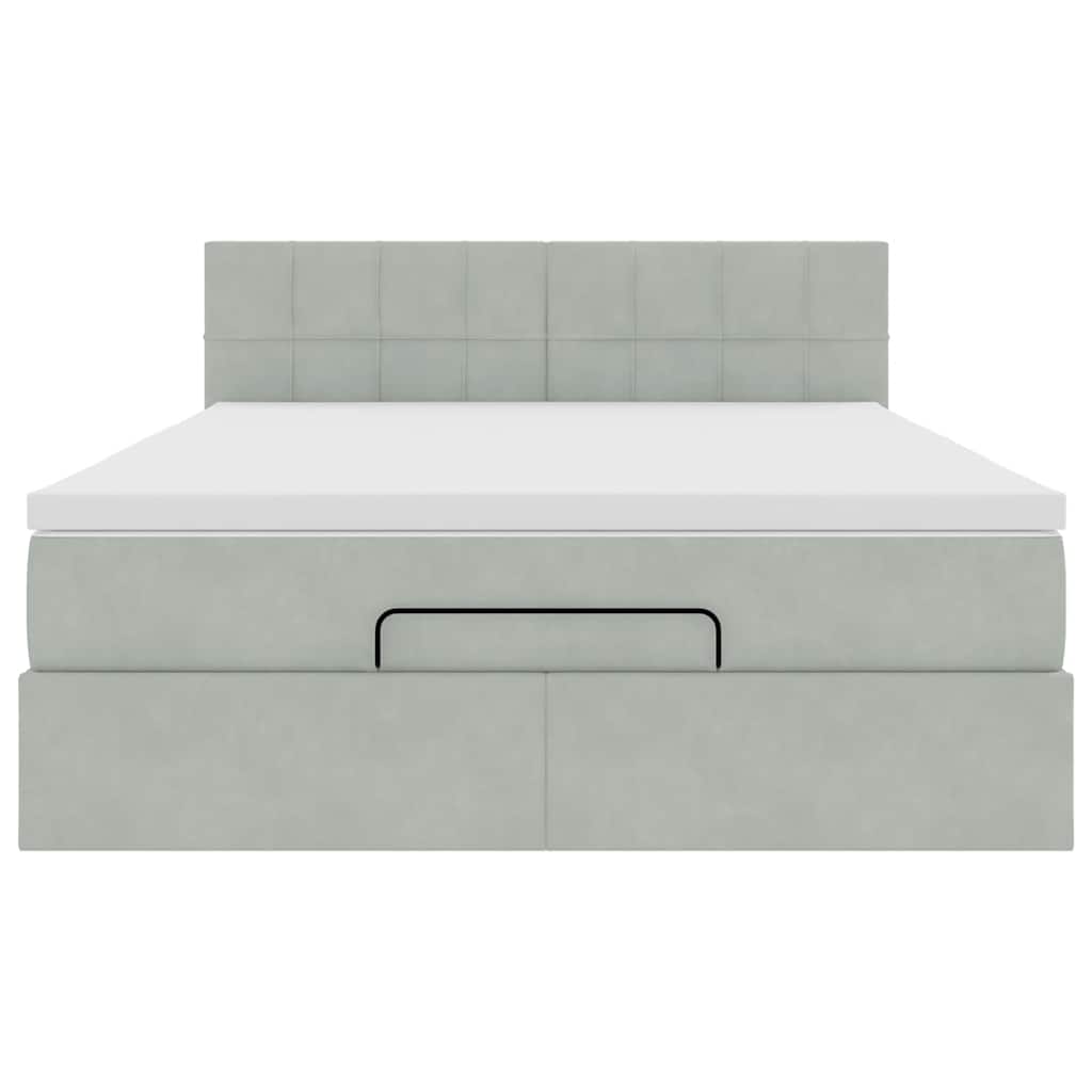 Ottoman bed met matras en LED's 140x190cm fluweel lichtgrijs is nu te koop bij PeponiXL, paradijselijk wonen!