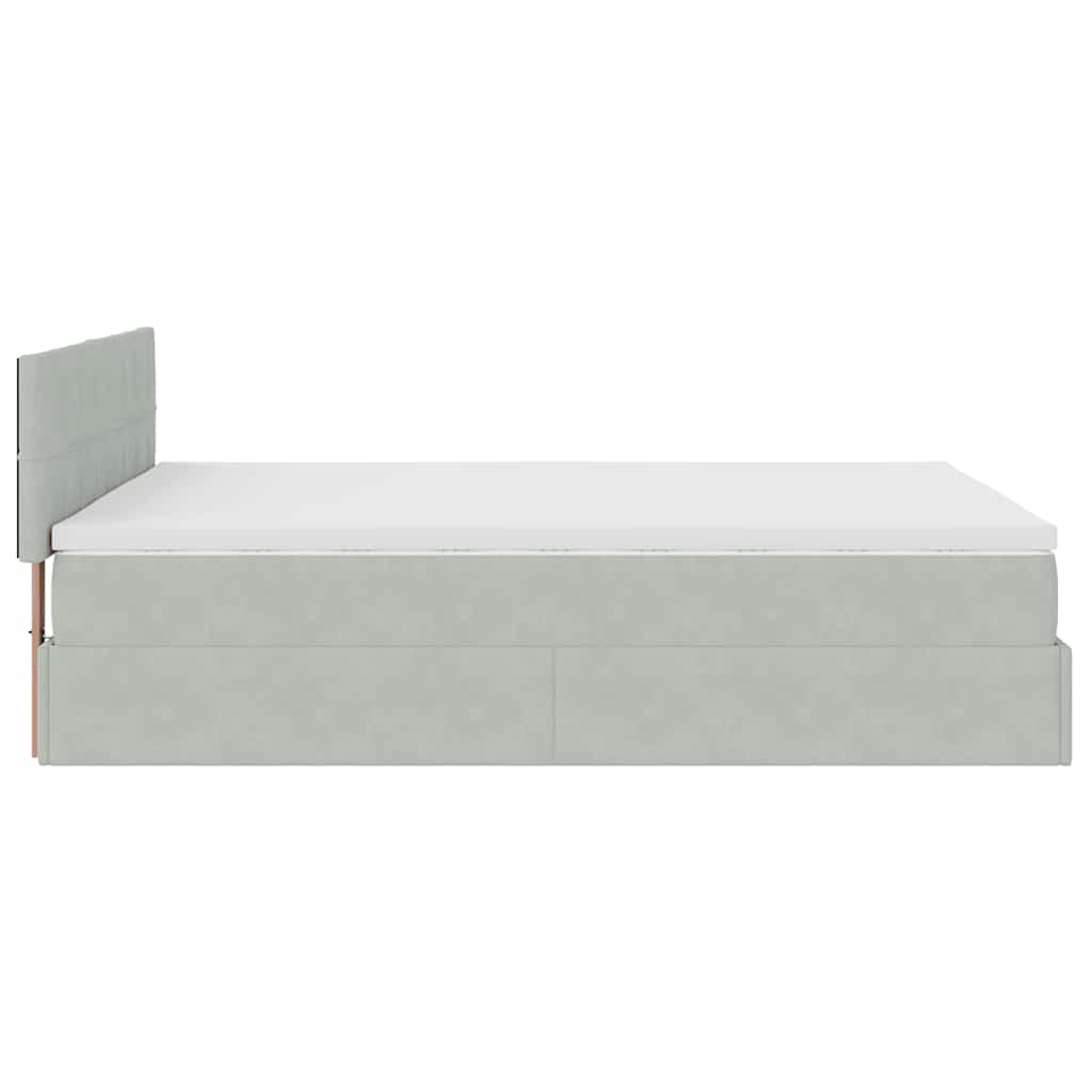 Ottoman bed met matras en LED's 140x190cm fluweel lichtgrijs is nu te koop bij PeponiXL, paradijselijk wonen!