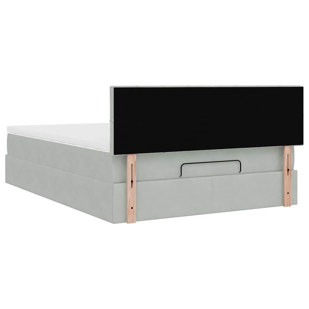 Ottoman bed met matras en LED's 140x190cm fluweel lichtgrijs is nu te koop bij PeponiXL, paradijselijk wonen!