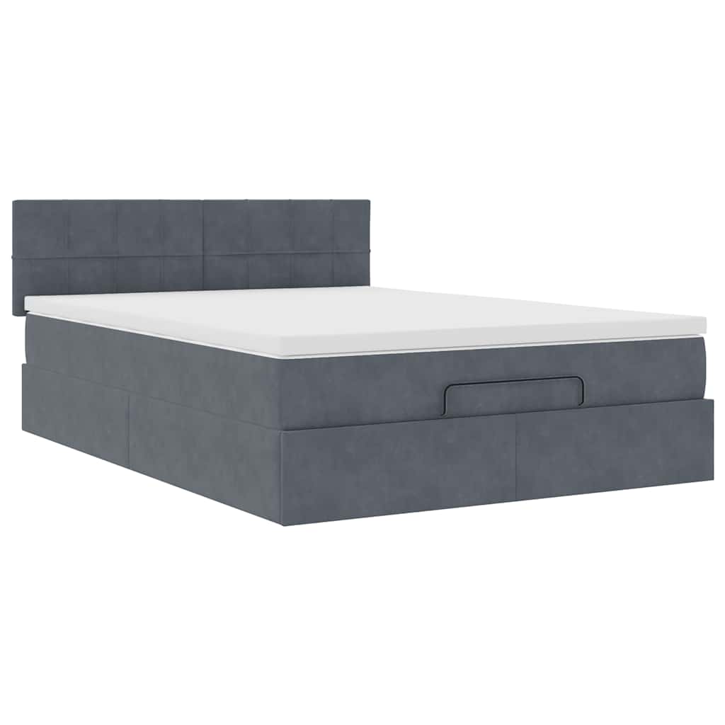 Ottoman bed met matras en LED's 140x190cm fluweel donkergrijs is nu te koop bij PeponiXL, paradijselijk wonen!
