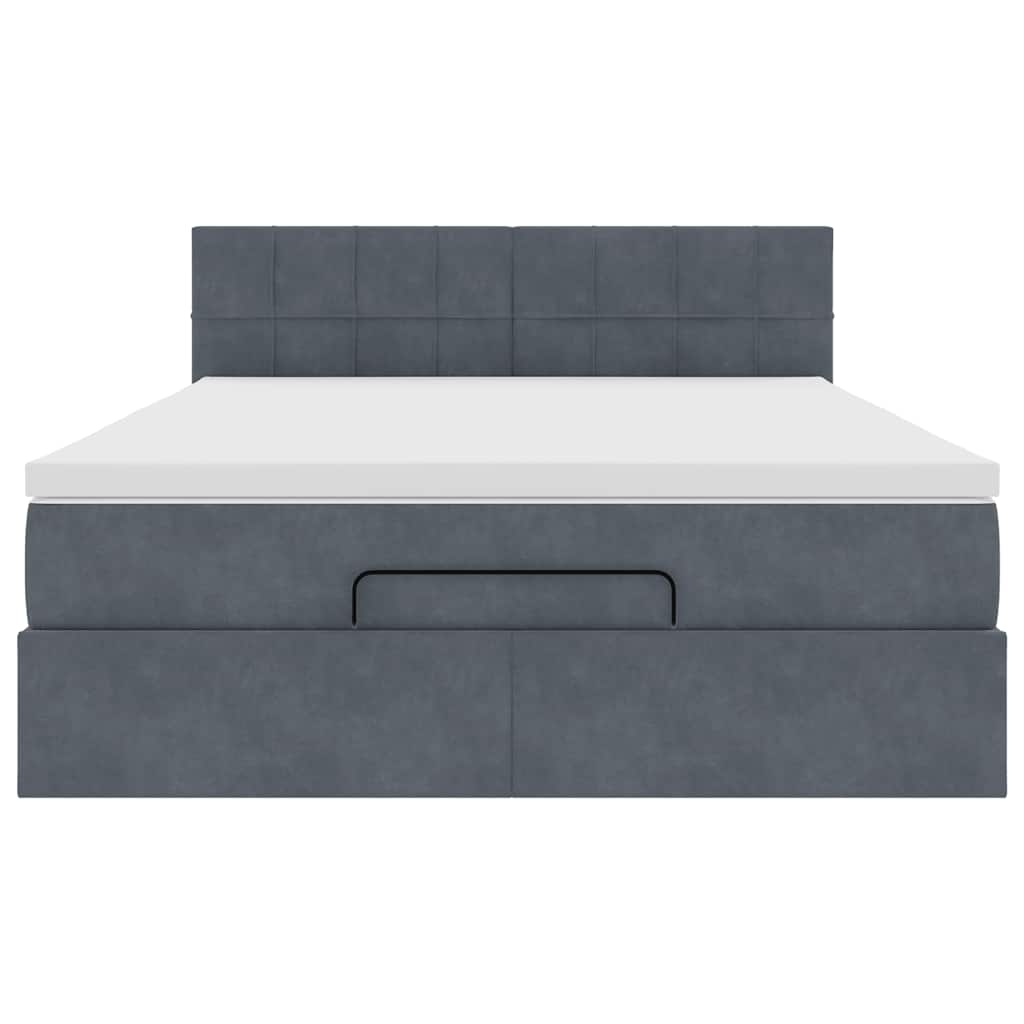 Ottoman bed met matras en LED's 140x190cm fluweel donkergrijs is nu te koop bij PeponiXL, paradijselijk wonen!