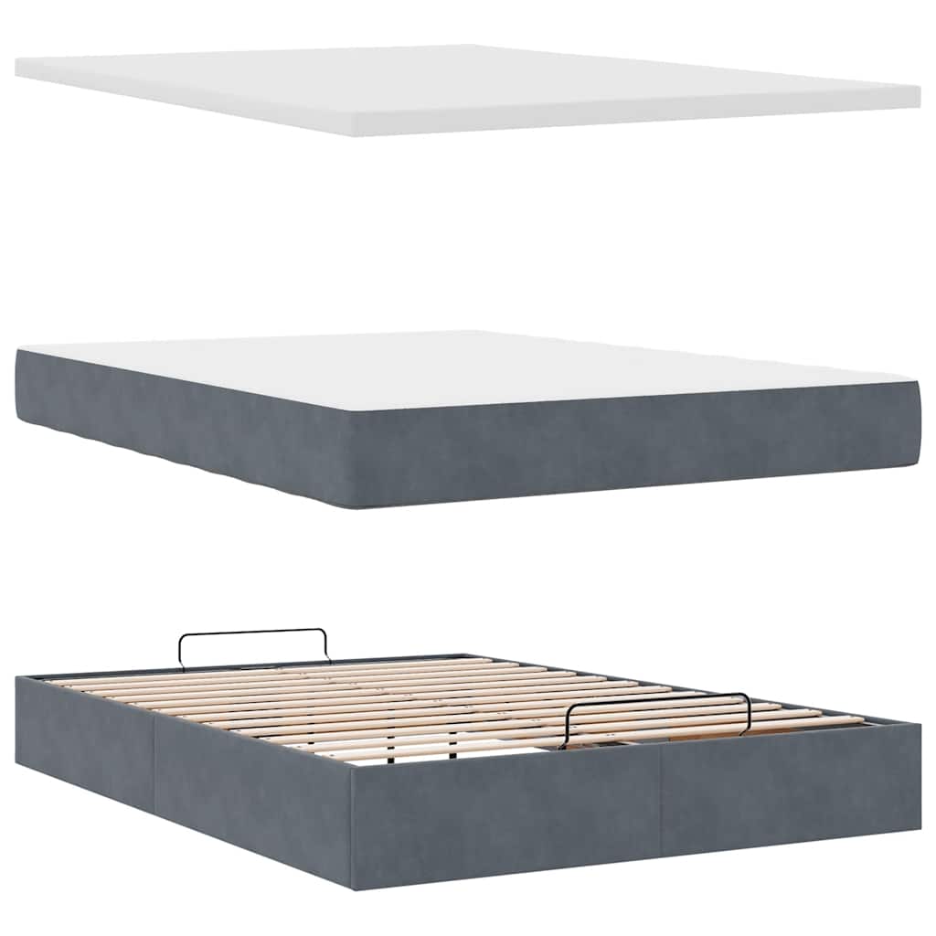 Ottoman bed met matras en LED's 140x190cm fluweel donkergrijs is nu te koop bij PeponiXL, paradijselijk wonen!