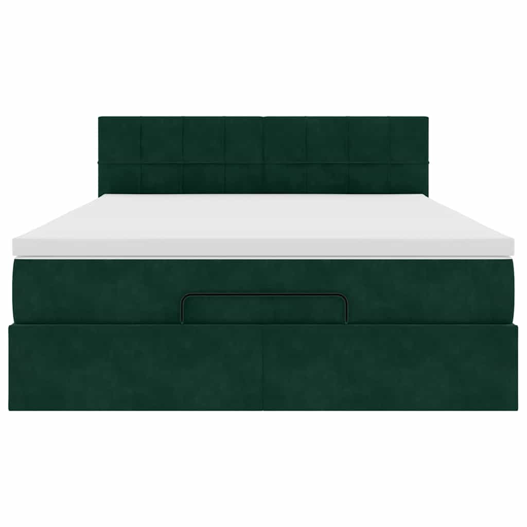 Ottoman bed met matras en LED's 140x190cm fluweel donkergroen is nu te koop bij PeponiXL, paradijselijk wonen!