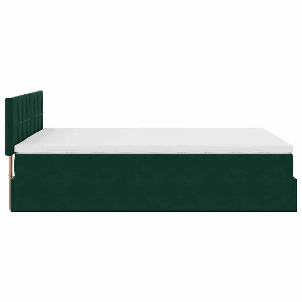 Ottoman bed met matras en LED's 140x190cm fluweel donkergroen is nu te koop bij PeponiXL, paradijselijk wonen!