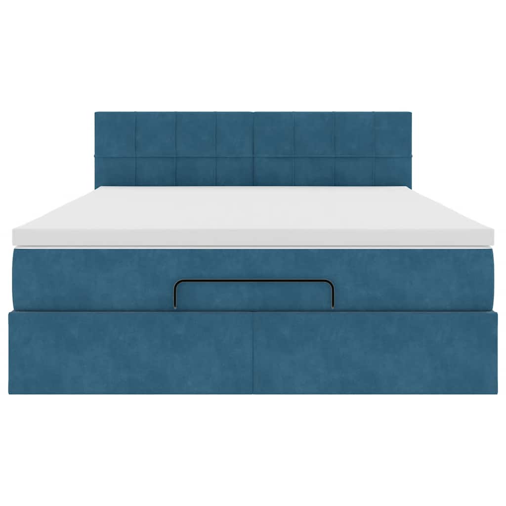 Ottoman bed met matras en LED's 140x190cm fluweel donkerblauw is nu te koop bij PeponiXL, paradijselijk wonen!