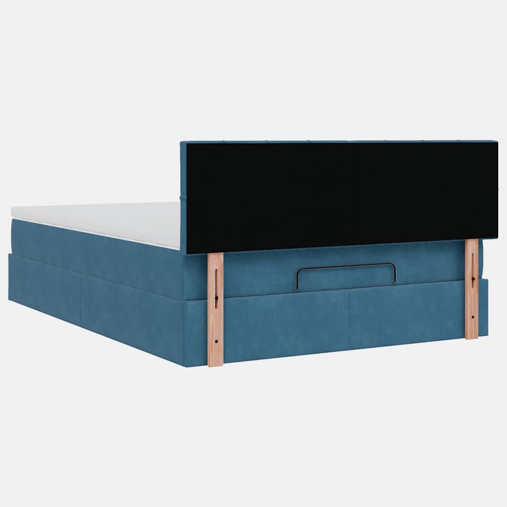 Ottoman bed met matras en LED's 140x190cm fluweel donkerblauw is nu te koop bij PeponiXL, paradijselijk wonen!