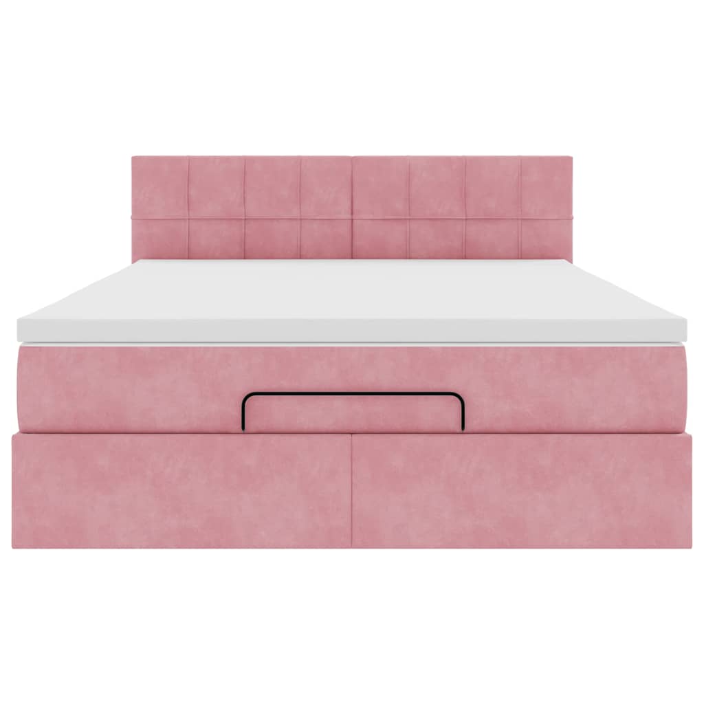 Ottoman bed met matras en LED's 140x190cm fluweel roze is nu te koop bij PeponiXL, paradijselijk wonen!