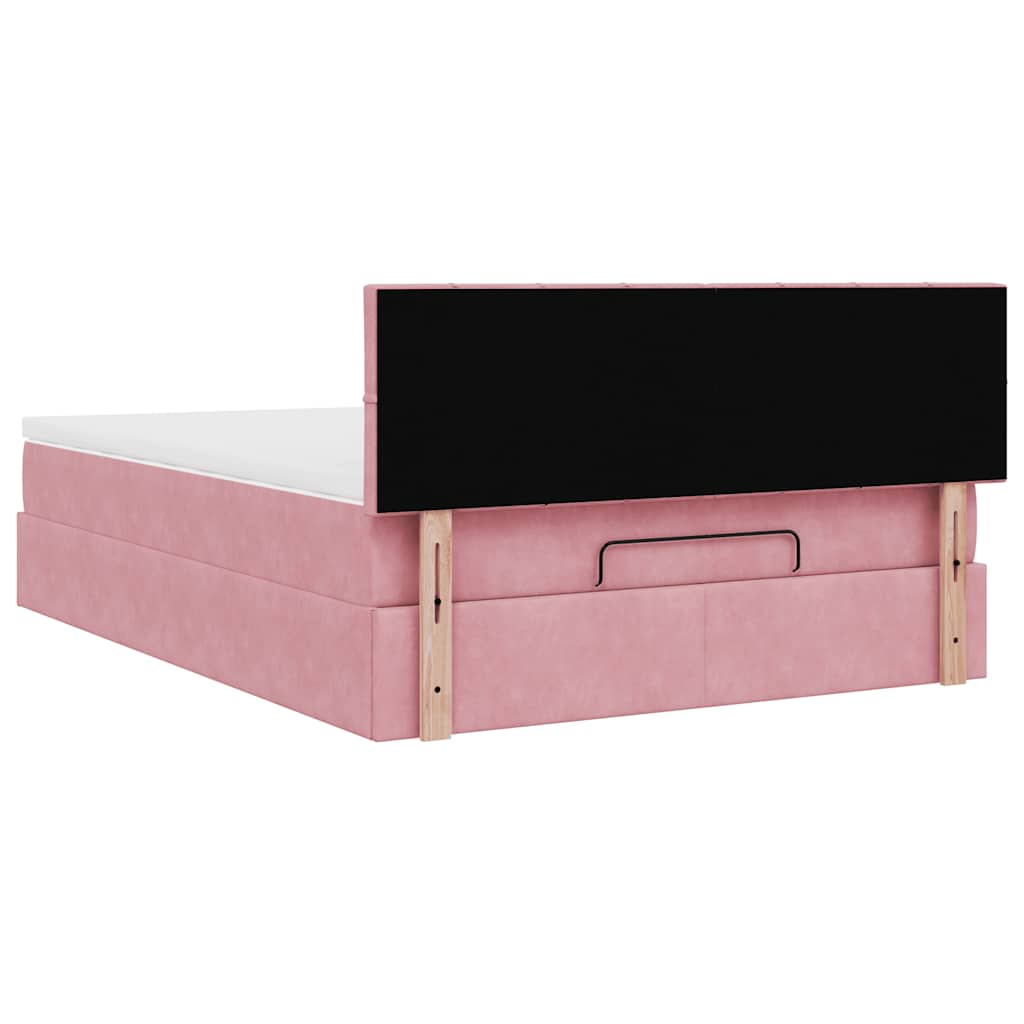 Ottoman bed met matras en LED's 140x190cm fluweel roze is nu te koop bij PeponiXL, paradijselijk wonen!