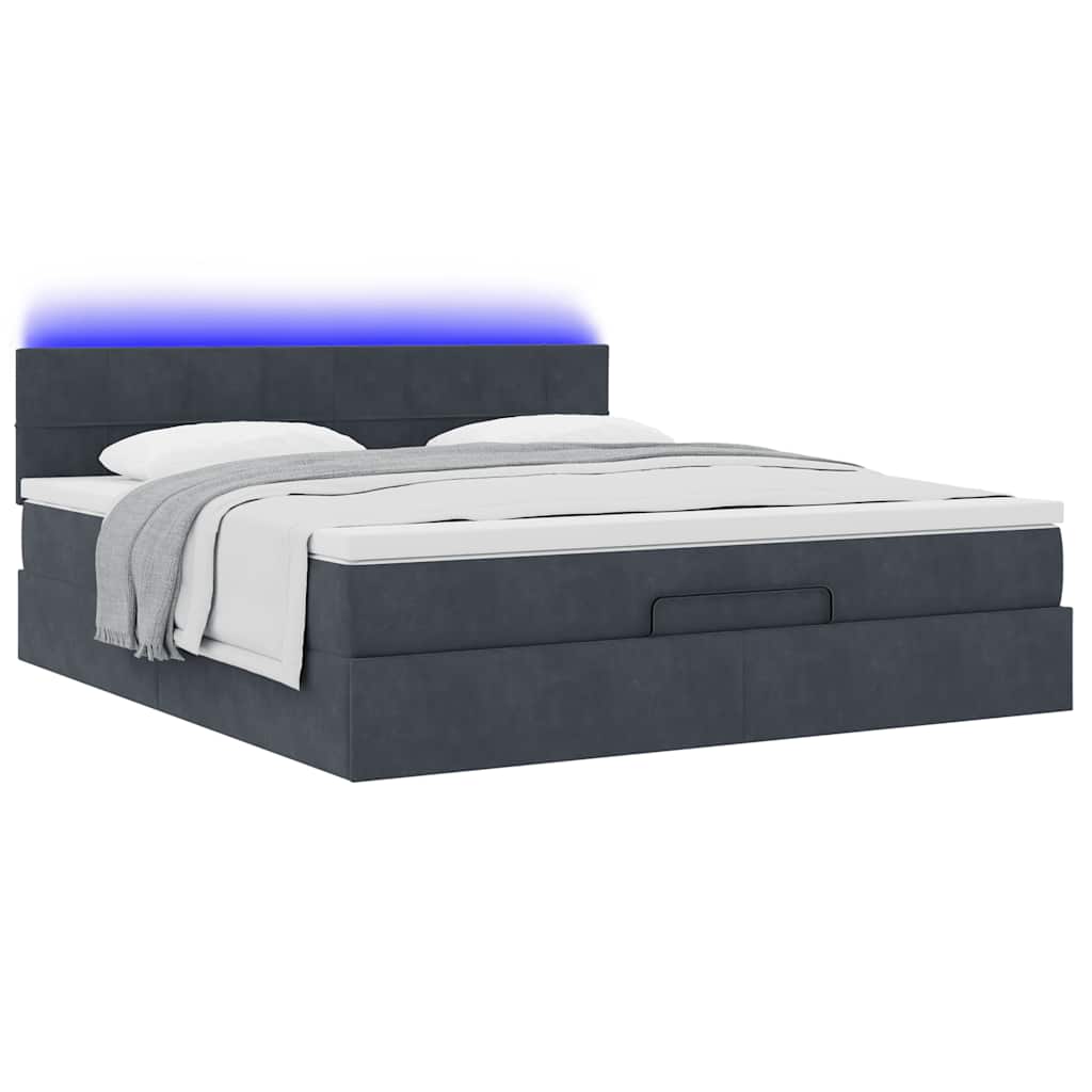 Ottoman bed met matras en LED's 160x200cm fluweel donkergrijs is nu te koop bij PeponiXL, paradijselijk wonen!