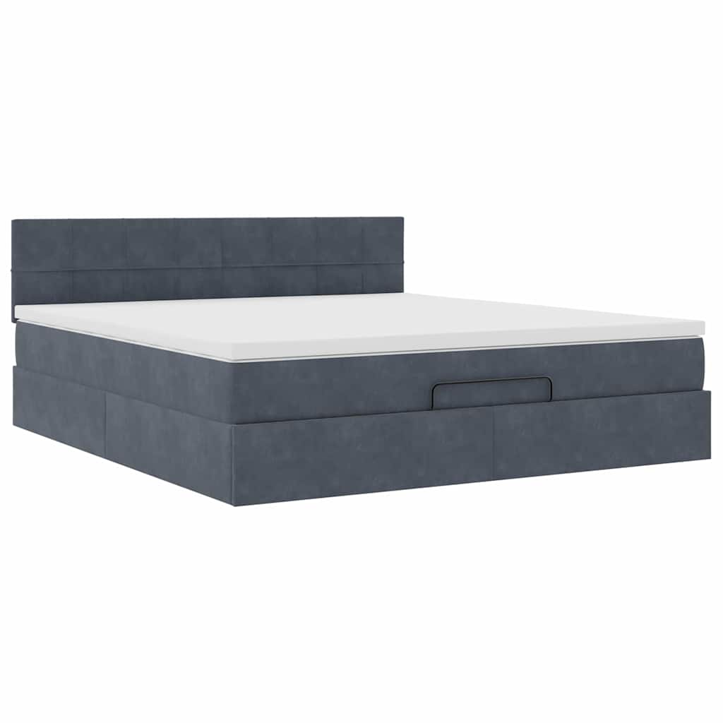 Ottoman bed met matras en LED's 160x200cm fluweel donkergrijs is nu te koop bij PeponiXL, paradijselijk wonen!