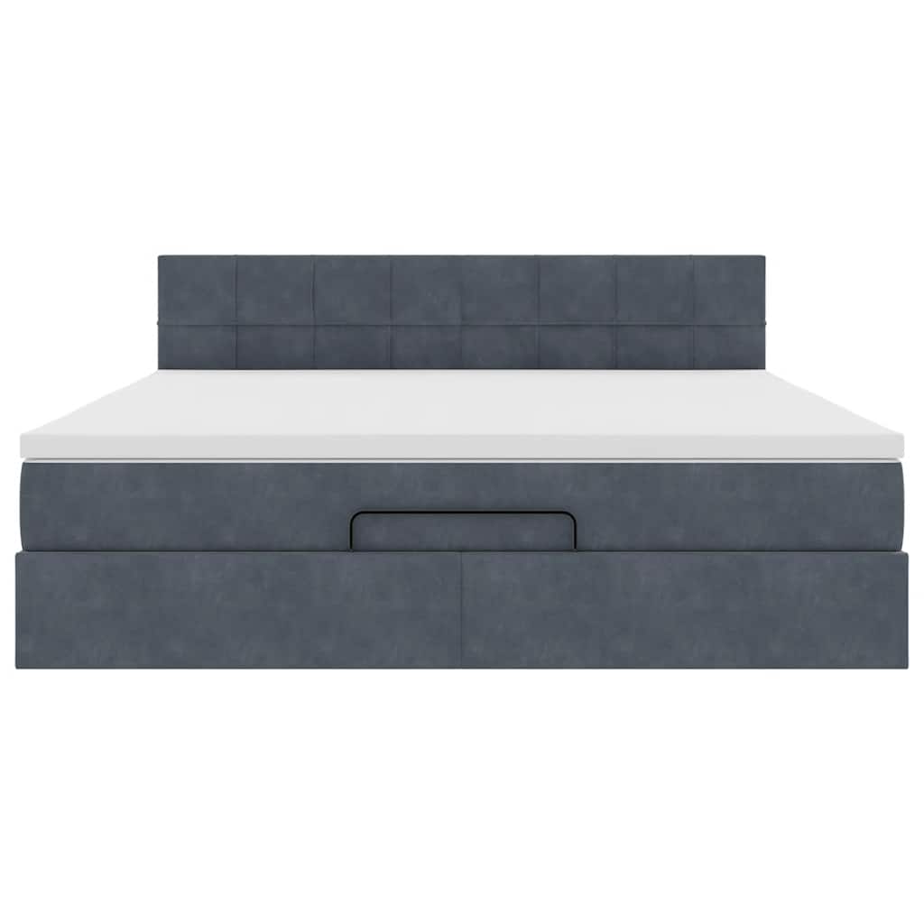 Ottoman bed met matras en LED's 160x200cm fluweel donkergrijs is nu te koop bij PeponiXL, paradijselijk wonen!