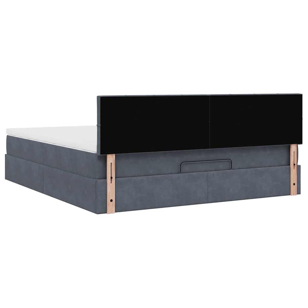 Ottoman bed met matras en LED's 160x200cm fluweel donkergrijs is nu te koop bij PeponiXL, paradijselijk wonen!