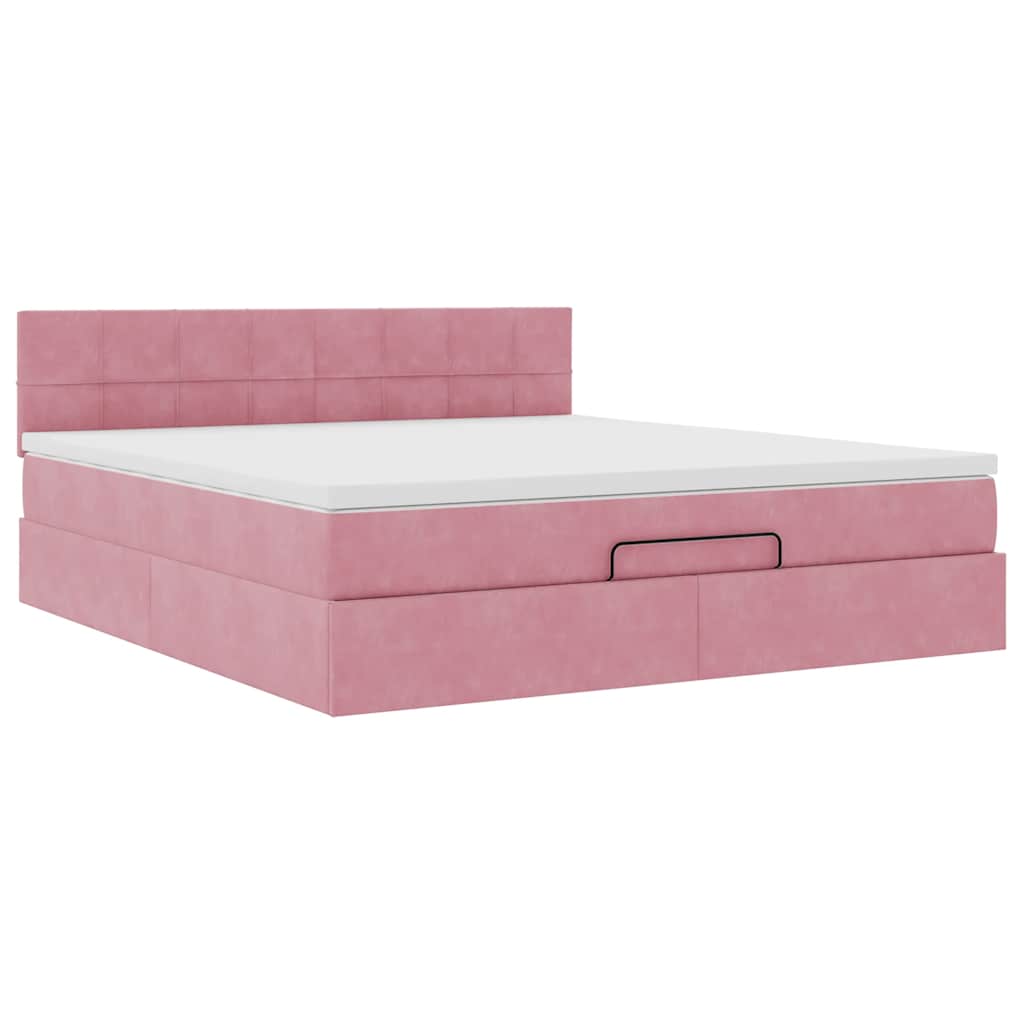Ottoman bed met matras en LED's 160x200cm fluweel roze is nu te koop bij PeponiXL, paradijselijk wonen!