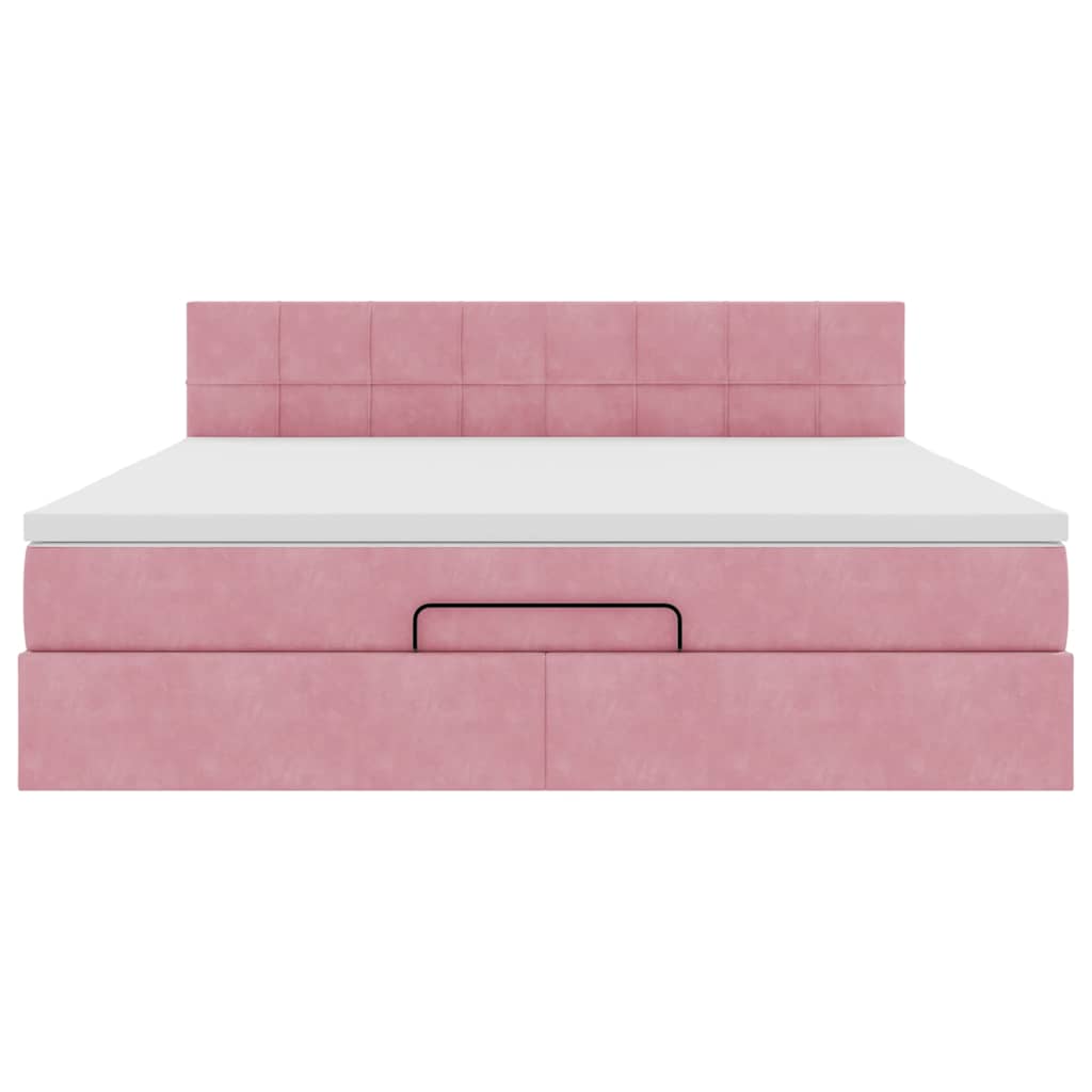 Ottoman bed met matras en LED's 160x200cm fluweel roze is nu te koop bij PeponiXL, paradijselijk wonen!
