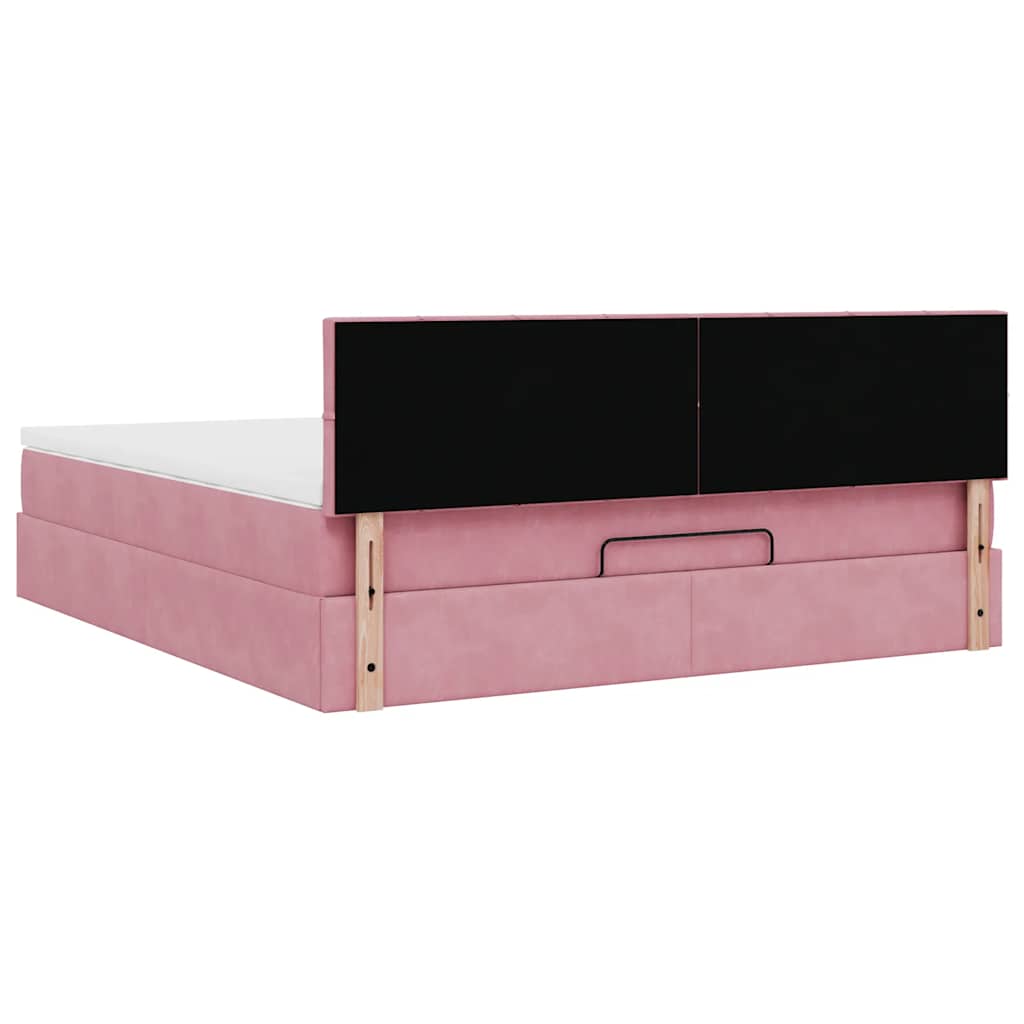 Ottoman bed met matras en LED's 160x200cm fluweel roze is nu te koop bij PeponiXL, paradijselijk wonen!