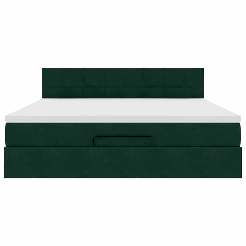 Ottoman bed met matras en LED's 180x200 cm fluweel donkergroen is nu te koop bij PeponiXL, paradijselijk wonen!