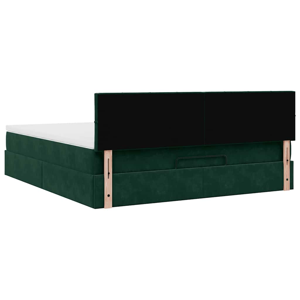 Ottoman bed met matras en LED's 180x200 cm fluweel donkergroen is nu te koop bij PeponiXL, paradijselijk wonen!