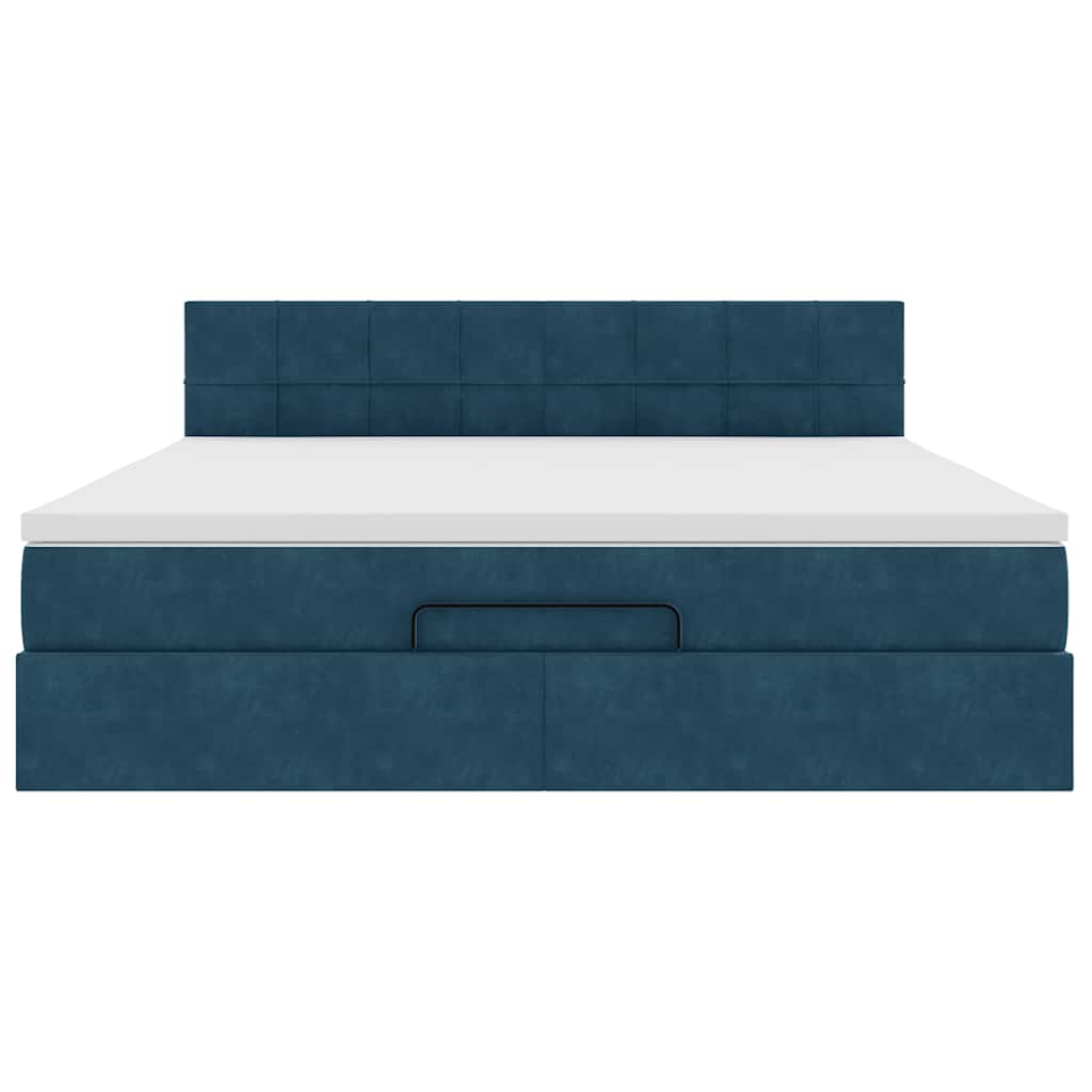 Bed poef met matrassen en leds 200x200 cm fluweel donkerblauw is nu te koop bij PeponiXL, paradijselijk wonen!
