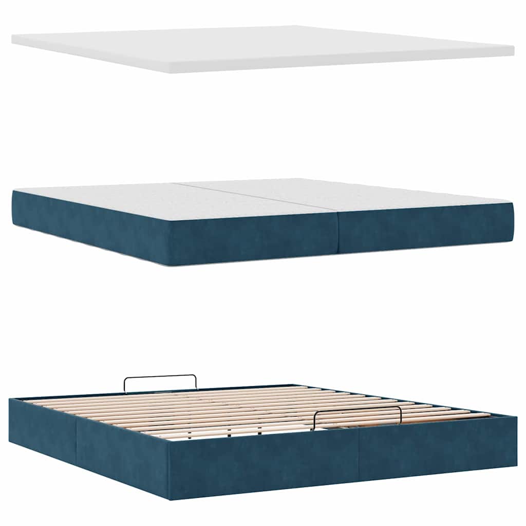 Bed poef met matrassen en leds 200x200 cm fluweel donkerblauw is nu te koop bij PeponiXL, paradijselijk wonen!