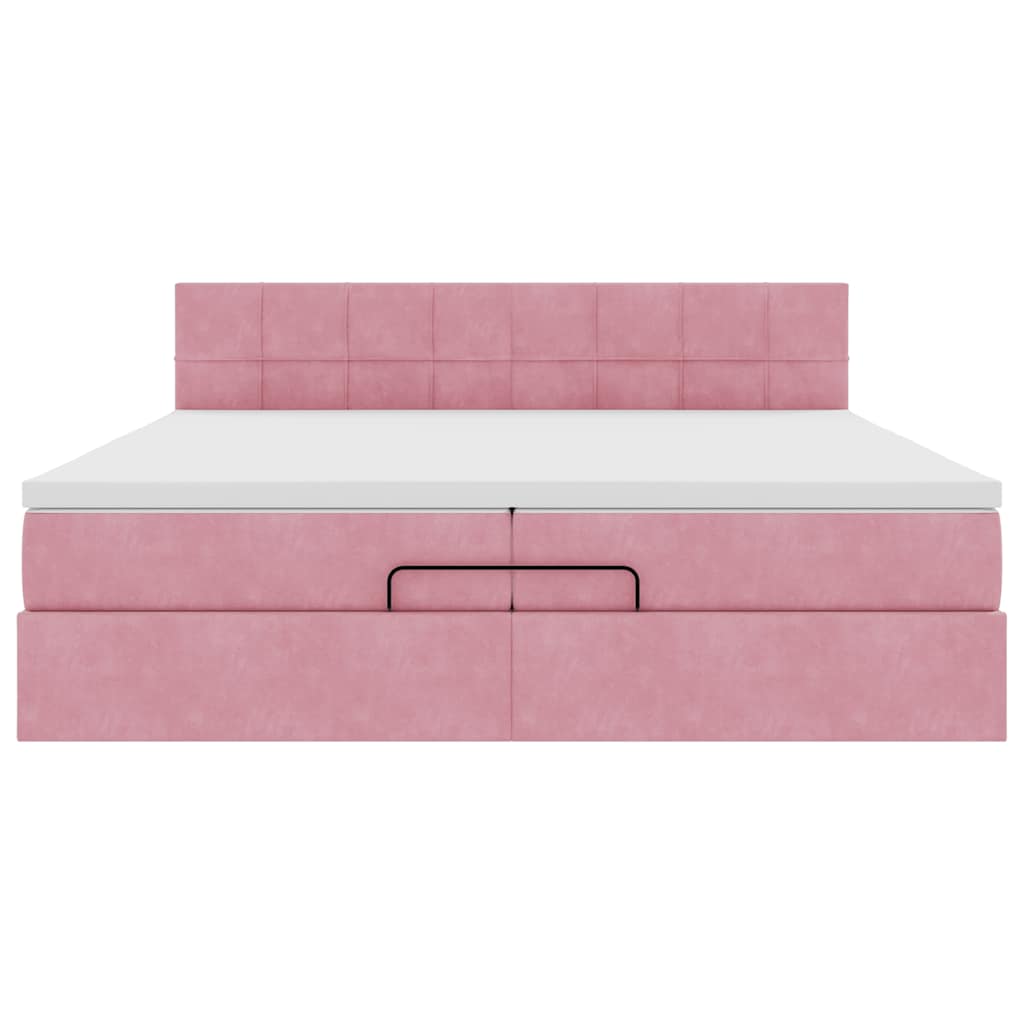 Ottoman bed met matrassen en LED's 200x200cm fluweel roze is nu te koop bij PeponiXL, paradijselijk wonen!