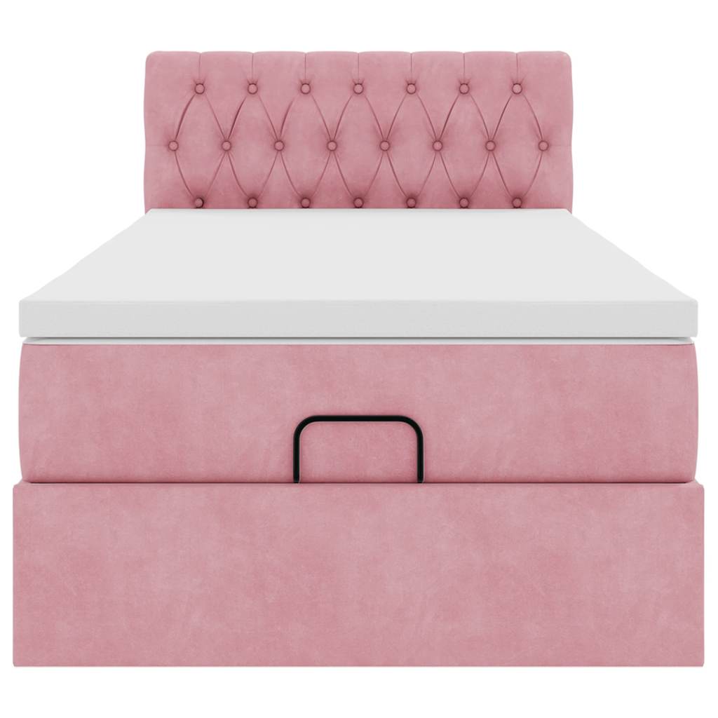 Bed poef met matras en LED's 80x200 cm fluweel roze is nu te koop bij PeponiXL, paradijselijk wonen!