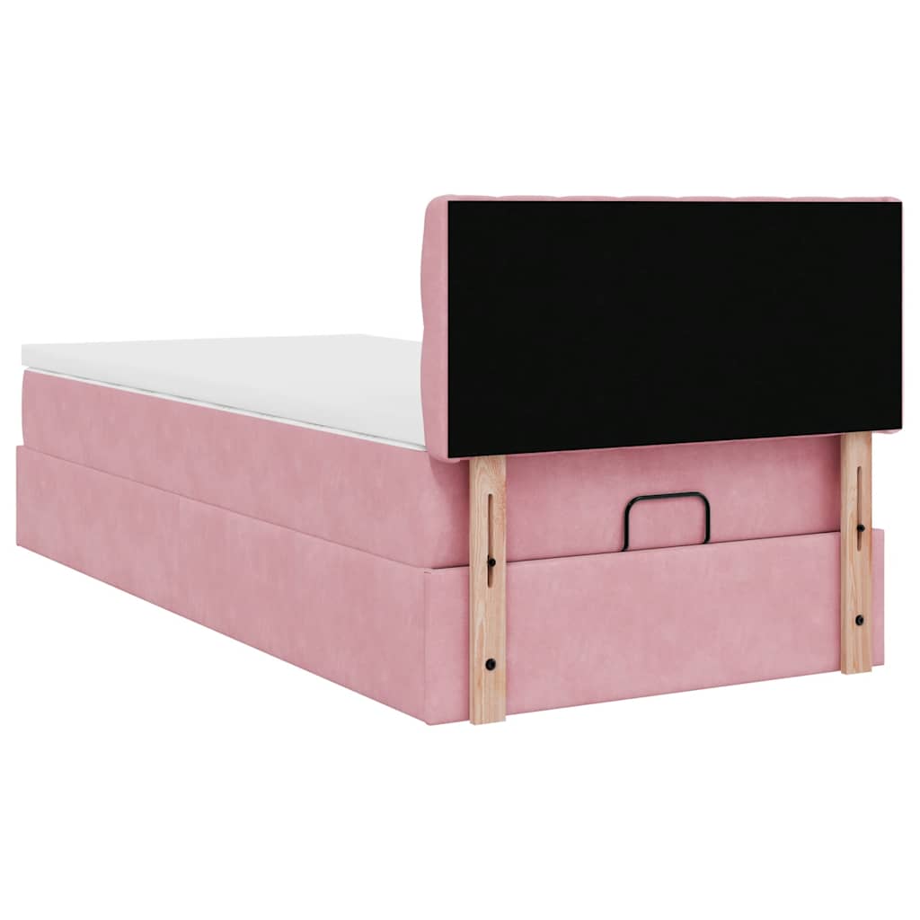 Bed poef met matras en LED's 80x200 cm fluweel roze is nu te koop bij PeponiXL, paradijselijk wonen!