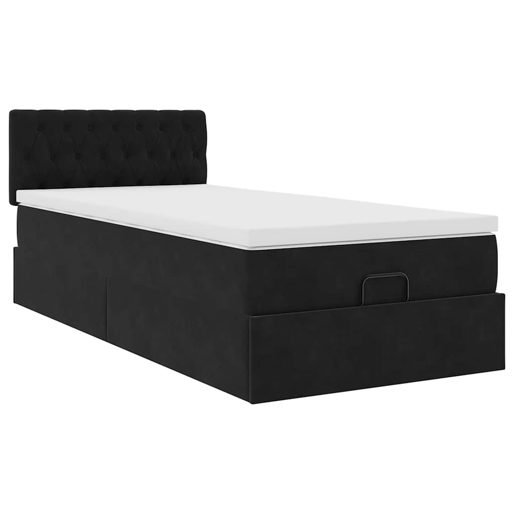 Ottoman bed met matras en LED's 90x190cm fluweel zwart is nu te koop bij PeponiXL, paradijselijk wonen!