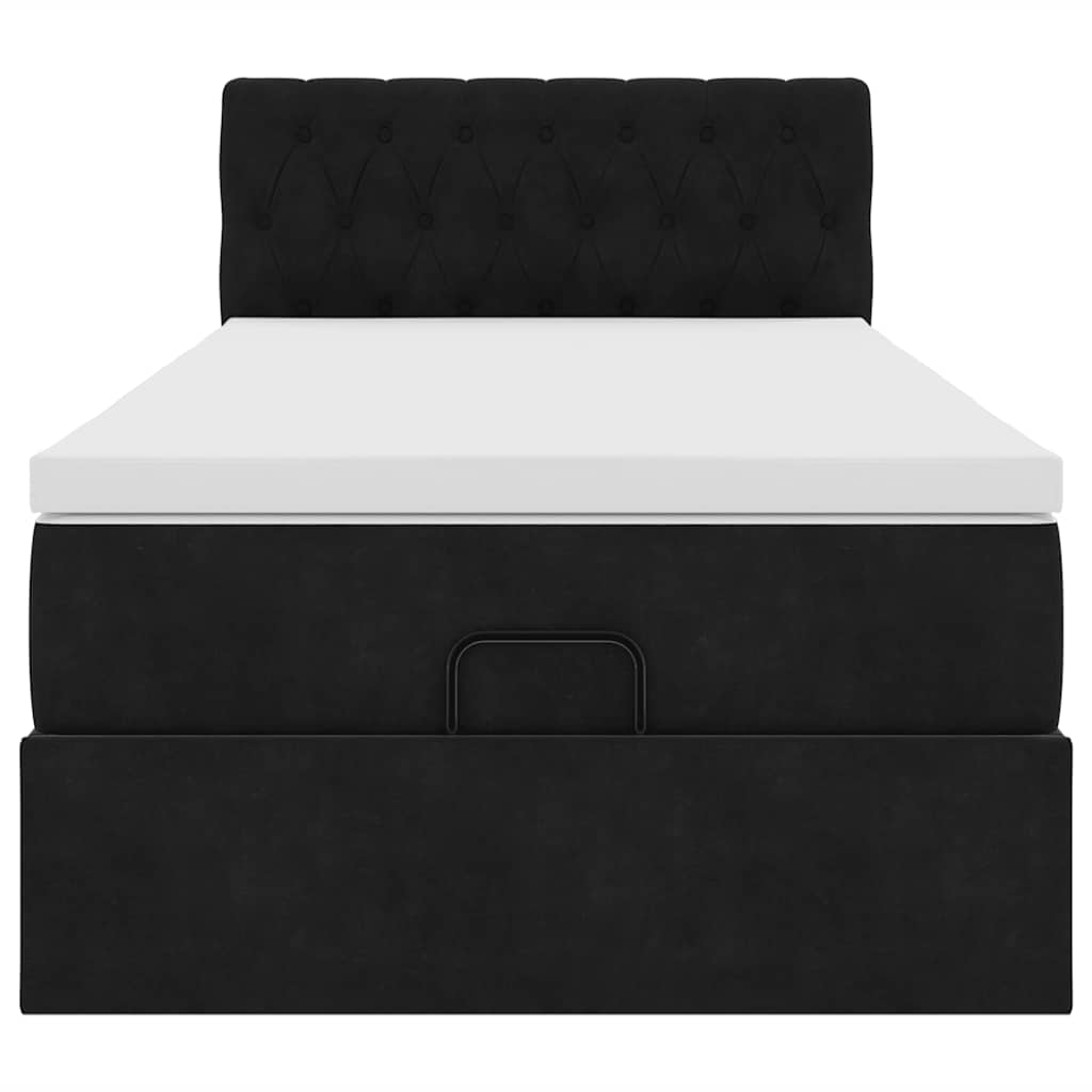 Ottoman bed met matras en LED's 90x190cm fluweel zwart is nu te koop bij PeponiXL, paradijselijk wonen!