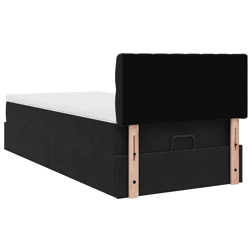 Ottoman bed met matras en LED's 90x190cm fluweel zwart is nu te koop bij PeponiXL, paradijselijk wonen!