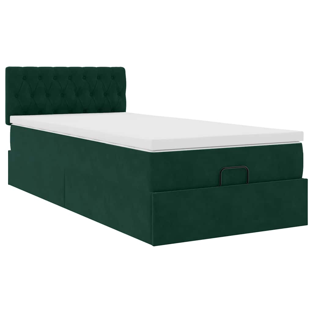 Bed poef met matras en LED's 90x200 cm fluweel donkergroen is nu te koop bij PeponiXL, paradijselijk wonen!