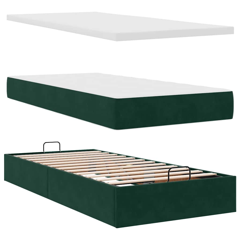 Bed poef met matras en LED's 90x200 cm fluweel donkergroen is nu te koop bij PeponiXL, paradijselijk wonen!