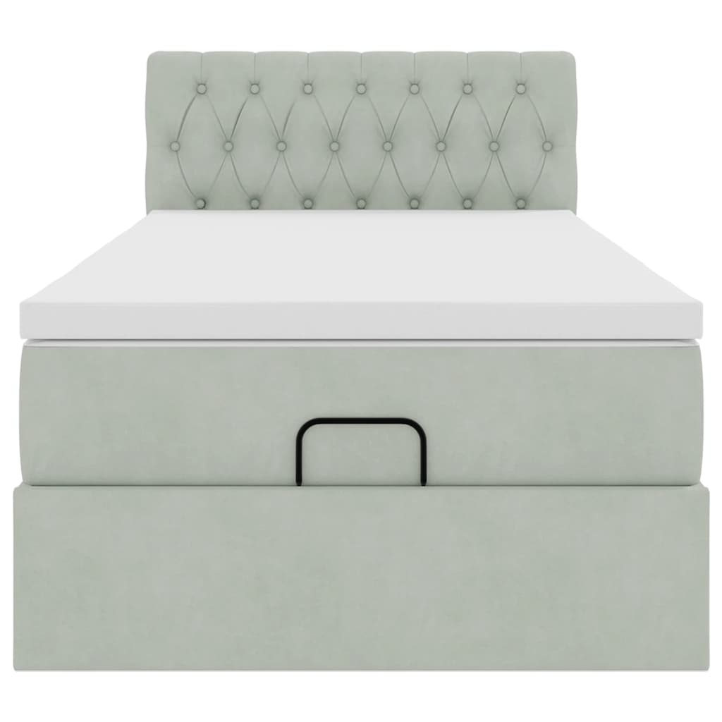 Ottoman bed met matras en LED's 100x200 cm fluweel lichtgrijs is nu te koop bij PeponiXL, paradijselijk wonen!