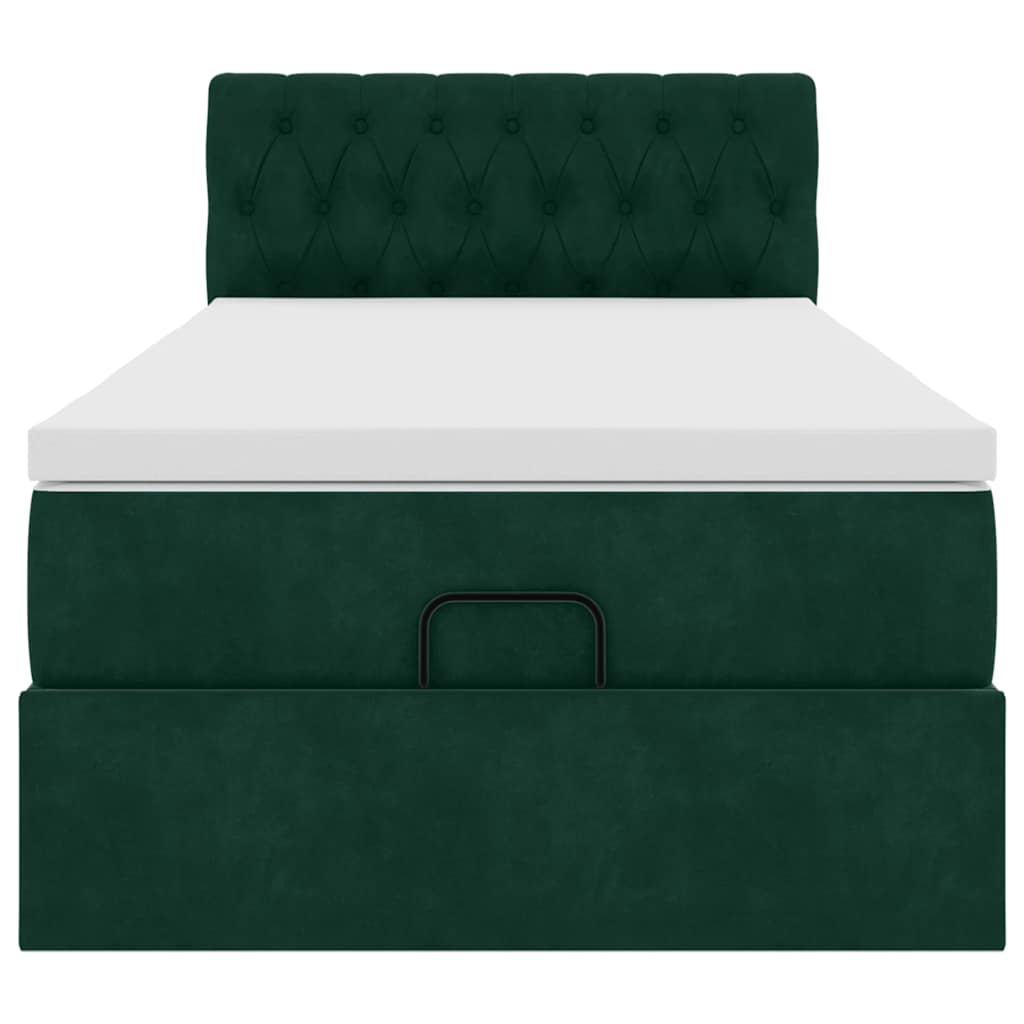 Ottoman bed met matras en LED's 100x200 cm fluweel donkergroen is nu te koop bij PeponiXL, paradijselijk wonen!