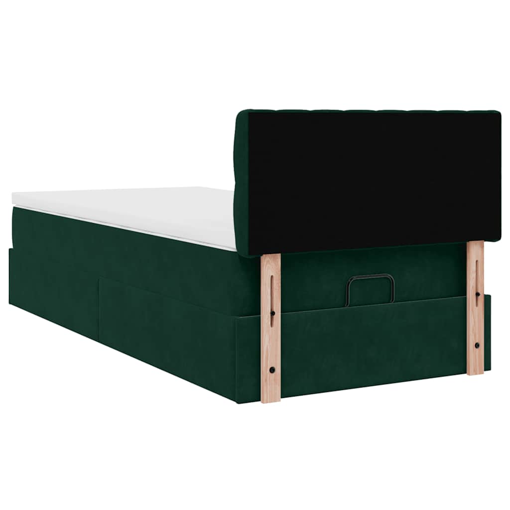 Ottoman bed met matras en LED's 100x200 cm fluweel donkergroen is nu te koop bij PeponiXL, paradijselijk wonen!