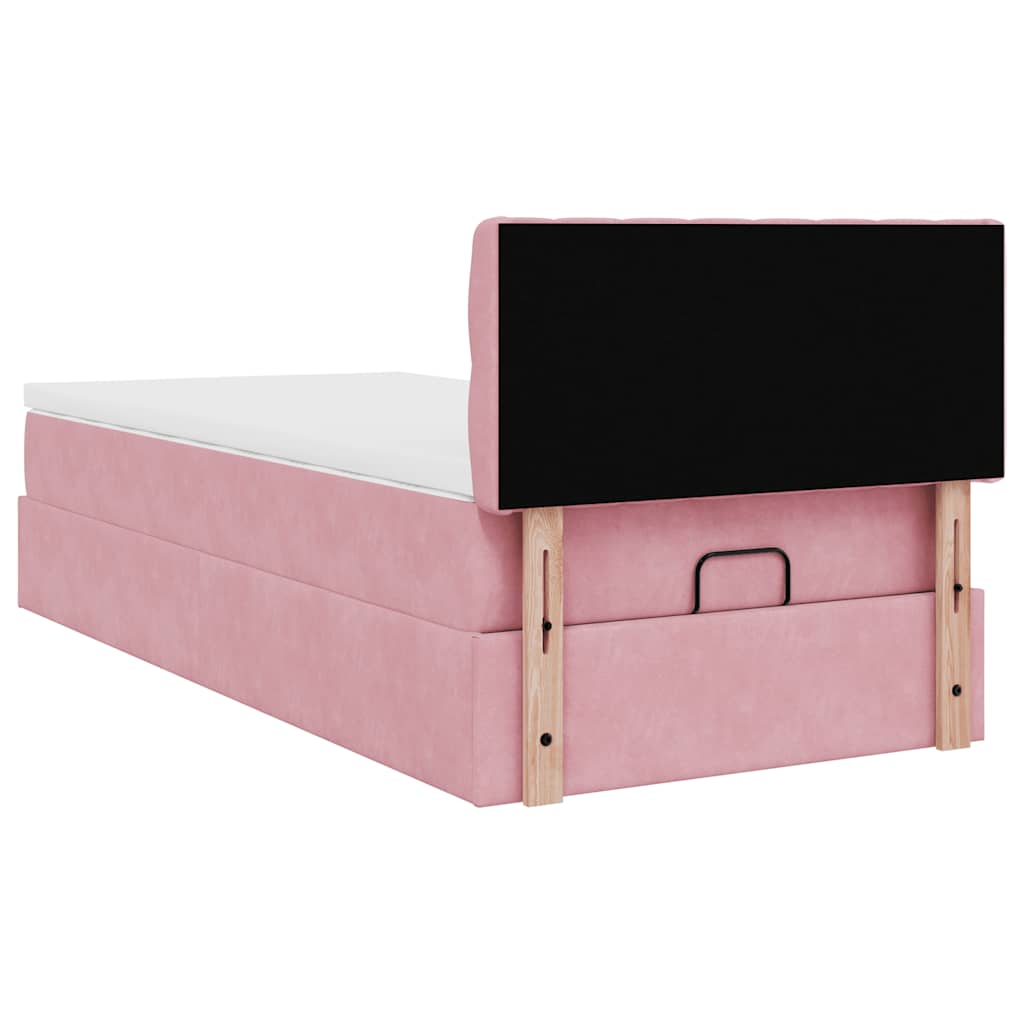Ottoman bed met matras en LED's 100x200 cm fluweel roze