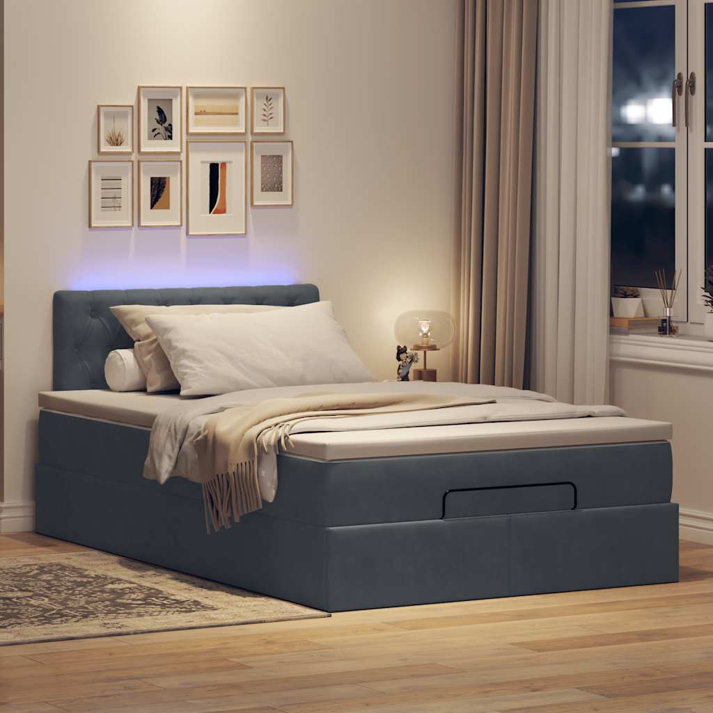 Bed poef met matras en LED's 120x190 cm fluweel donkergrijs is nu te koop bij PeponiXL, paradijselijk wonen!