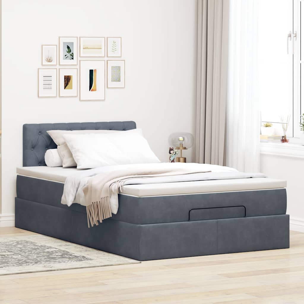 Bed poef met matras en LED's 120x190 cm fluweel donkergrijs is nu te koop bij PeponiXL, paradijselijk wonen!