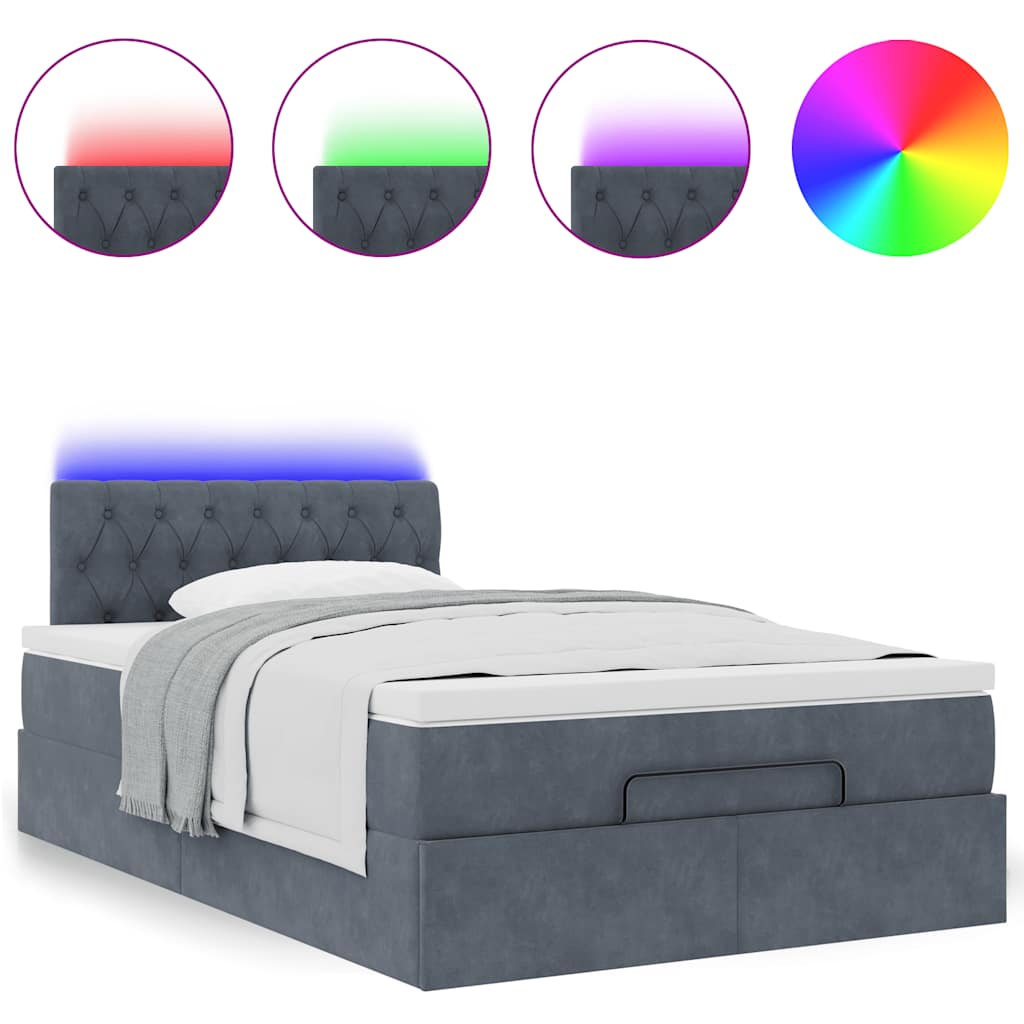 Bed poef met matras en LED's 120x190 cm fluweel donkergrijs is nu te koop bij PeponiXL, paradijselijk wonen!