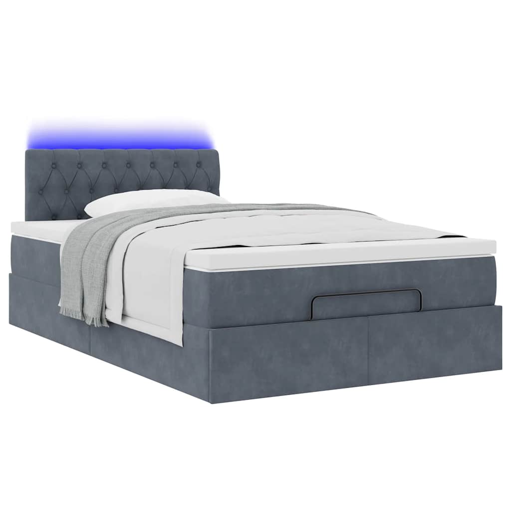 Bed poef met matras en LED's 120x190 cm fluweel donkergrijs is nu te koop bij PeponiXL, paradijselijk wonen!