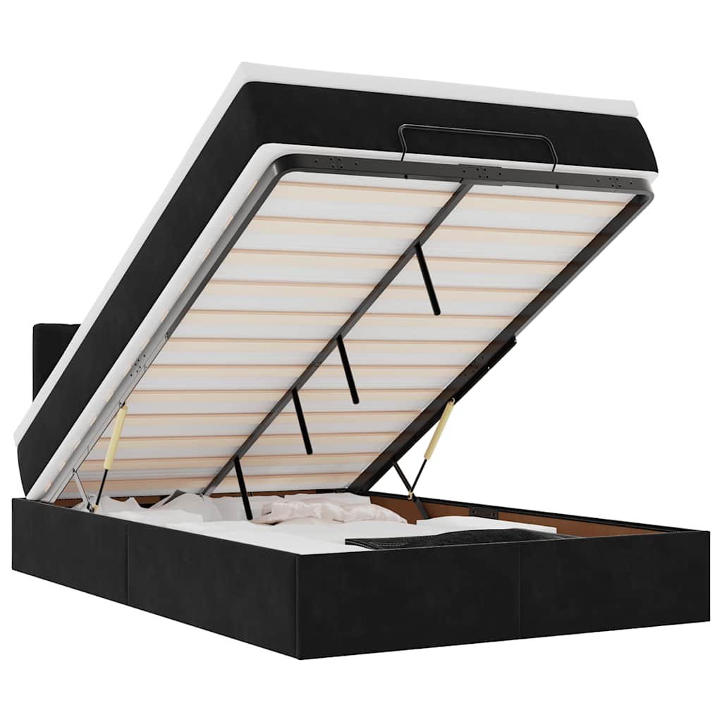 Bed poef met matras en LED's 120x190 cm fluweel zwart is nu te koop bij PeponiXL, paradijselijk wonen!