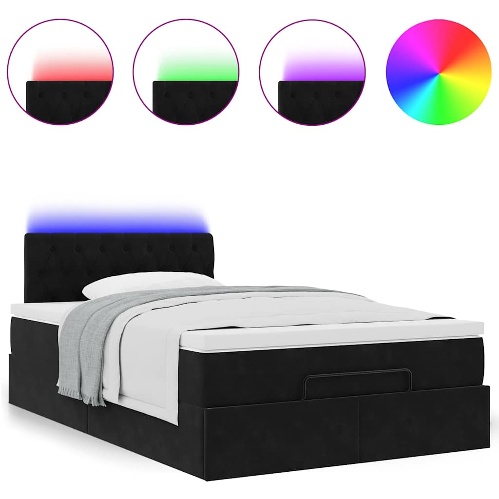 Bed poef met matras en LED's 120x190 cm fluweel zwart is nu te koop bij PeponiXL, paradijselijk wonen!