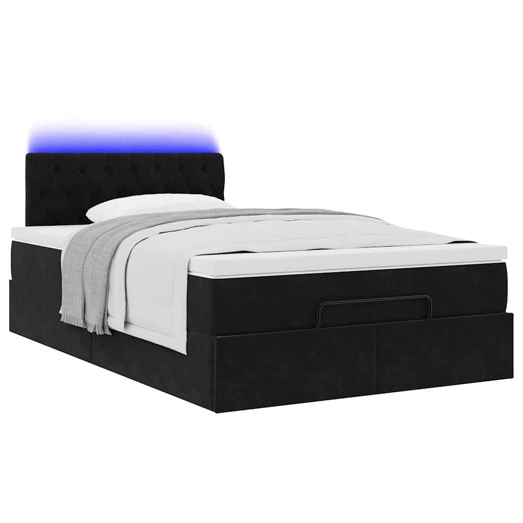 Bed poef met matras en LED's 120x190 cm fluweel zwart is nu te koop bij PeponiXL, paradijselijk wonen!