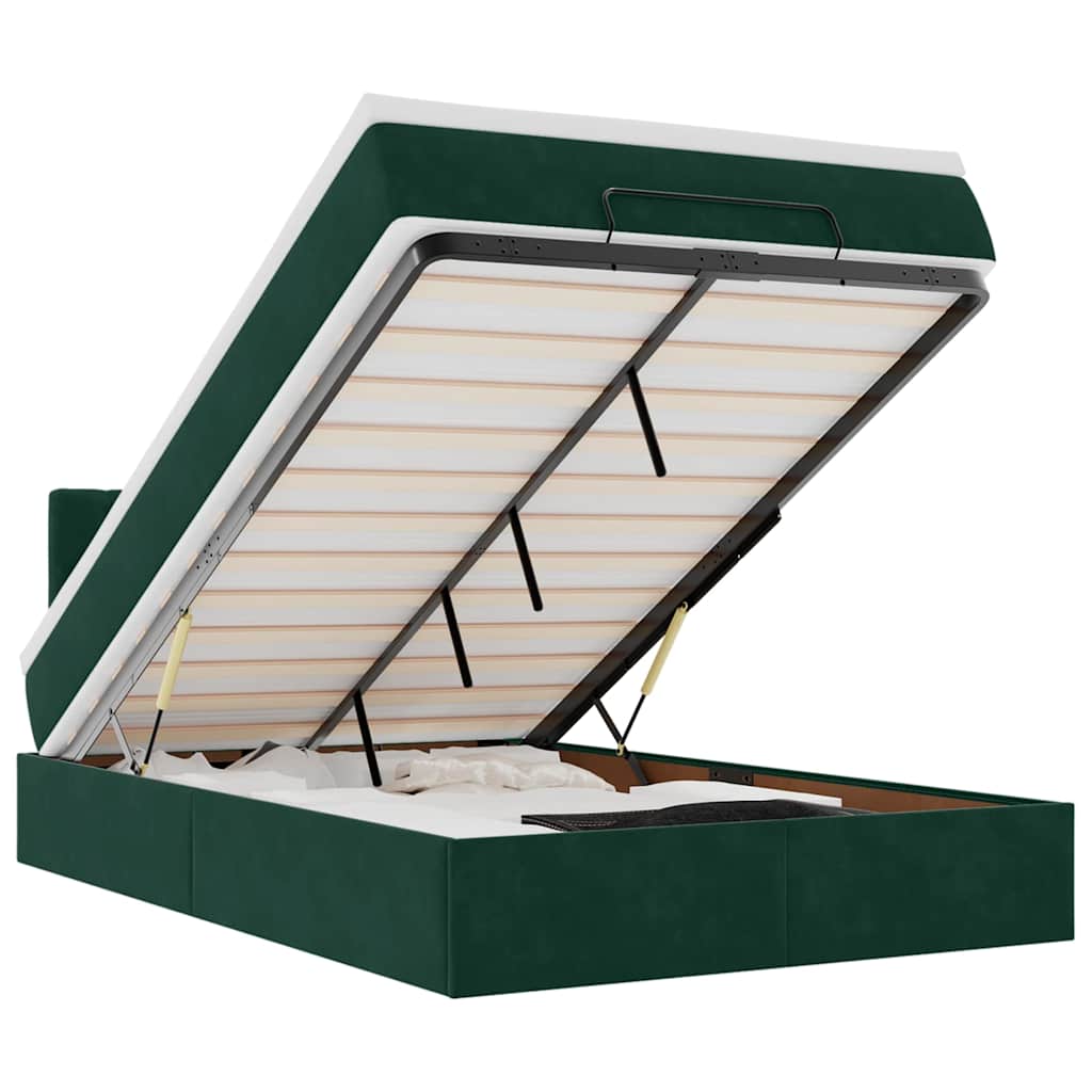 Bed poef met matras en LED's 120x190 cm fluweel donkergroen