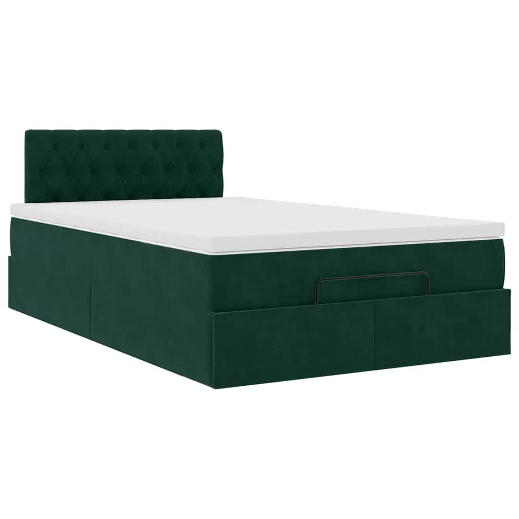 Bed poef met matras en LED's 120x190 cm fluweel donkergroen