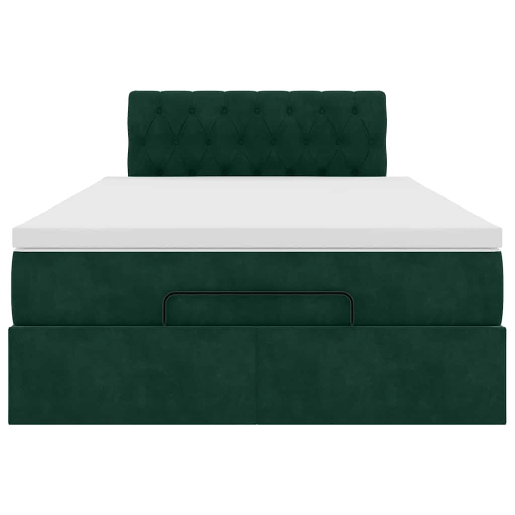 Bed poef met matras en LED's 120x190 cm fluweel donkergroen