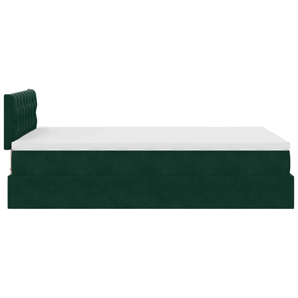 Bed poef met matras en LED's 120x190 cm fluweel donkergroen