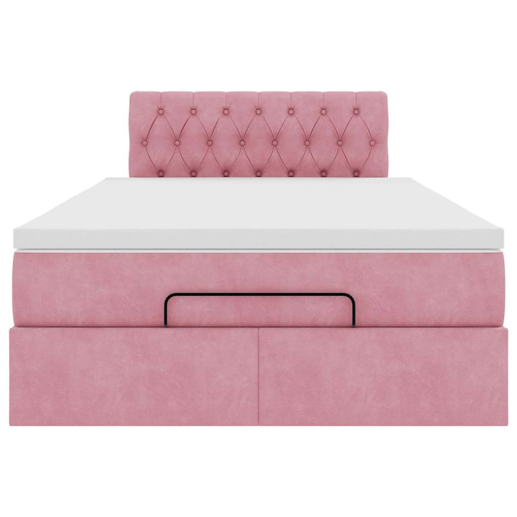 Bed poef met matras en LED's 120x190 cm fluweel roze