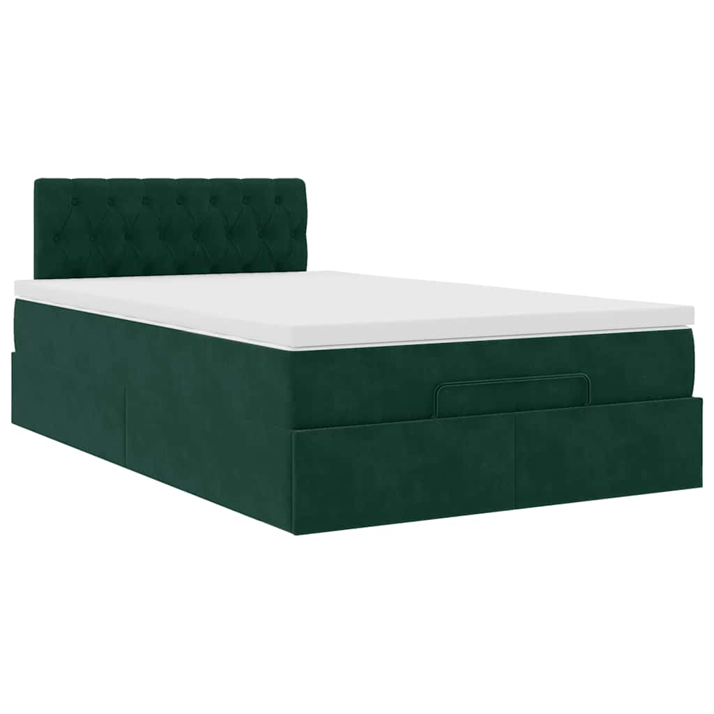 Ottoman bed met matras en LED's 120x200cm fluweel donkergroen