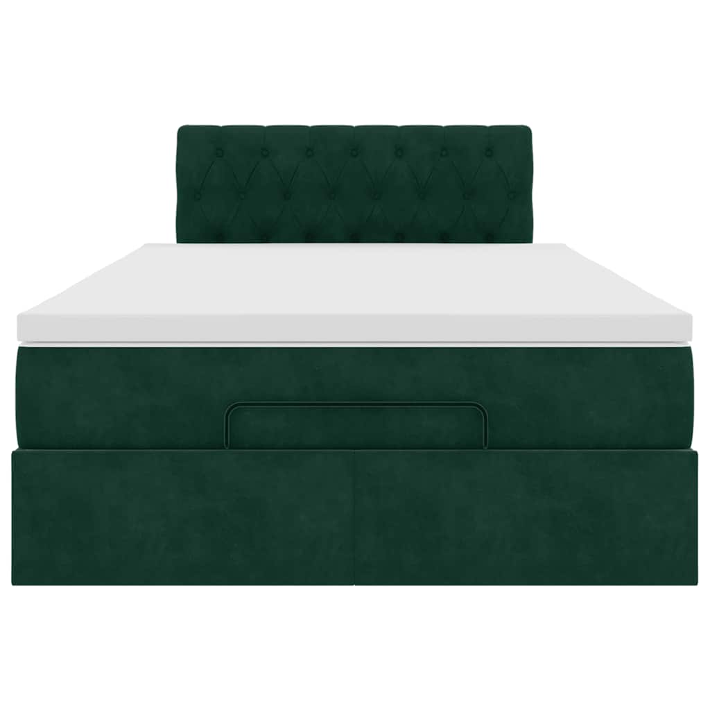Ottoman bed met matras en LED's 120x200cm fluweel donkergroen
